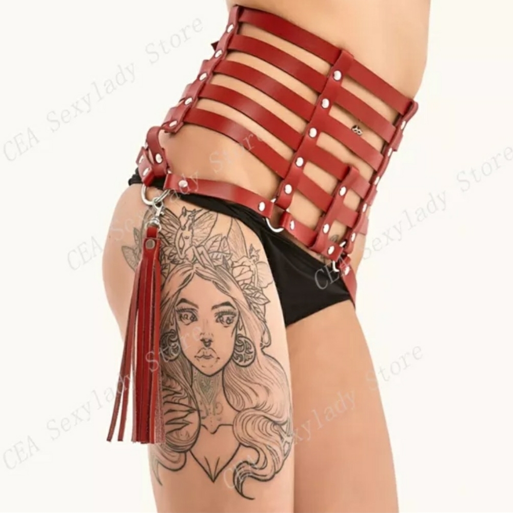 Tassel Temptress Leather Waist Garter